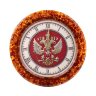 Янтарные настенные часы "Герб РФ" в подарочной коробке