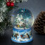 Стеклянный шар с домиком на фарфоровой подставке, с LED светодиодами.