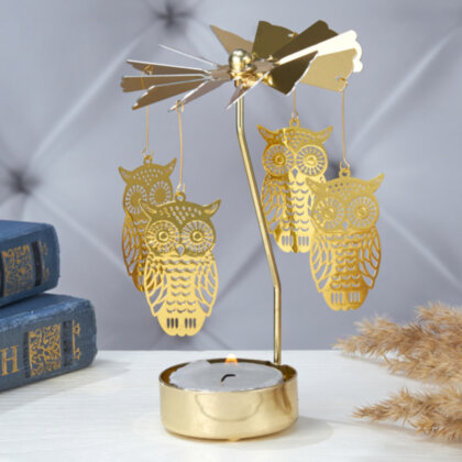 Подсвечник "Совы" (24k Gold Plated) вращающийся от свечи