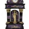Часы каминные из чароита и долерита с литьем из бронзы "Фемида"