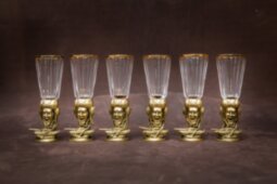 Лафитники 6-ть шт. из латуни с хрусталем «Танкист»