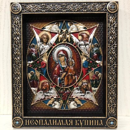 Резная икона Божией Матери " Неопалимая купина"