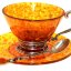 Чашка чайная ажурная из янтаря с ложкой
