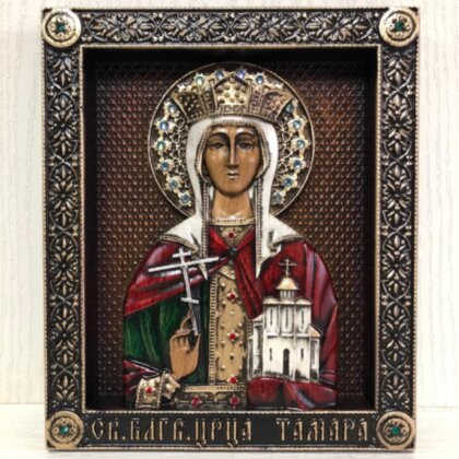 Резная икона Святая благоверная царица Грузии Тамара Великая