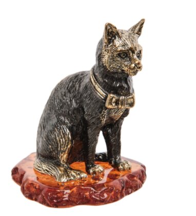 Фигурка "Кот Шеба" (латунь, янтарь)
