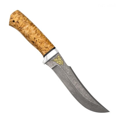 Нож "Клык" (карельская береза, с золочением) дамасская сталь ZDI-1016