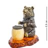 Фигурка "Медведь с бочонком" (латунь, янтарь)